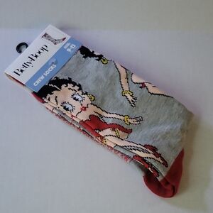 Betty Boop Red and Gray Crew Socks